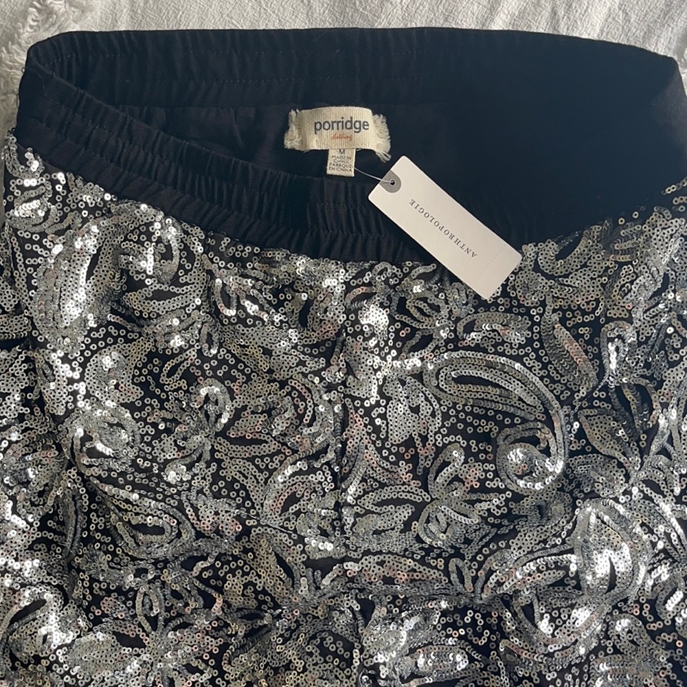 Sequin jogger pants with stretch waist